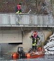 Hund und Person Eiseinbruch Koeln Fuehlinger See P018